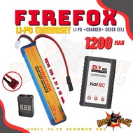 ชุดแบตลิโพ FireFox 11.1V 1200 mAh 20C Li-po ที่ชาร์จ และตัวเช็คเซลล์ แบตลิโพ 3 เซลล์