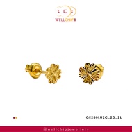 WELL CHIP Four Leaf Clover Gold Ladies Earstud- 916 Gold/Anting-Anting Emas Clover - 916 Emas