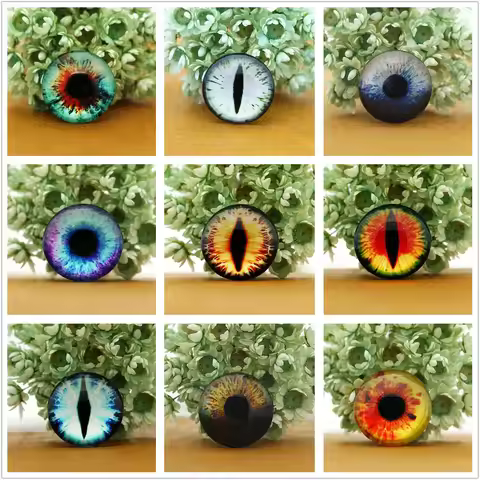 10PCS/lot Round 8-20mm Glass Dragon Cat Eyes Cabochon Charms Accessory Glass Cabochon Multi Color Ho