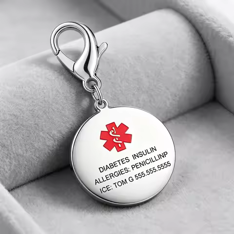 Custom Engraved Medical Alert ID Keychain for Women Men Stainless Steel Emergency ICE Contact Inform
