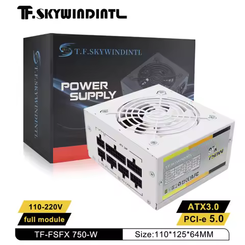 SFX 750W White Power Supply Full-Modular ATX3.0 PCIE5.0 For Mini ITX Chassis Small Computer Case 110