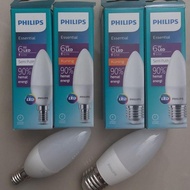 Lampu Lilin PHILIPS LED Candle Essential 6 W Watt E14 E27 Warna Amber Kuning 2700K Cool White 4000K 