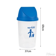 ICLEAN ถังขยะฝาสวิงทรงกลม 50 ลิตร ขนาด 36x36x69 ซม. รุ่น TG55085-BU ฝาสีน้ำเงิน สีใส