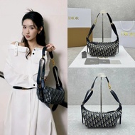 DIOR/DIOR D-Journey Zipper Opening Closing Cotton Shoulder Bag Medium Small Women