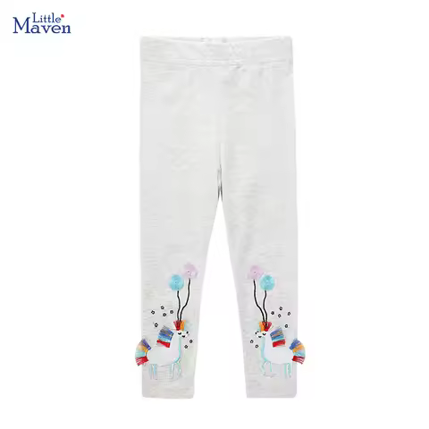 Little maven Korean Baby Girls Leggings Cotton Trousers Kids Clothes Cartoon Embroidery Unicorn Chil