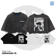 SANZ croptop GDRAGON | Washed black white croptee premium | Cotton combed 24s GDRAGON-15