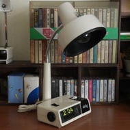 日本 昭和 東芝 Clotty 白色 翻頁鐘 桌燈 復古 夜燈 時鐘 擺飾