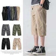 Men Short Pants 3 Quarter Pants Men Casual 3/4 Pants Korean Over Knee Black Shorts Three Quarter Pan