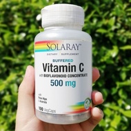 80% OFF ราคา Sale!! EXP: 02/2024 วิตามินซี สูตรบัฟเฟอร์ Buffered Vitamin C with Rosehip &amp; Bioflavonoid 500mg 100 VegCaps (Solaray®)