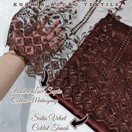 Kain Brokat Brukat Bordir Warna COKLAT MAHOGANY Motif Lace Etnik Sapto Premium Bahan Dress Kebaya