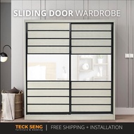 (FREE Shipping & FREE Installation) TECK SENG 8 Feet Sliding Doors Wardrobe / Anti-Jump / 2 Sliding 