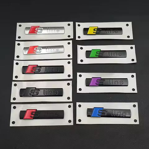 3D ABS Chrome Black Sline Logo S Line Emblem Car Fender Badge For Audi A3 A4 A5 A6 A7 Q2 Q5 Q7 Q3 TT