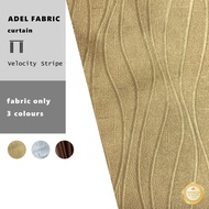 ADEL VELOCITY Kain Langsir Blackout Bidang 110" Potong Meter Embossed Shiny Curtain Fabric (Kain Corak Jalur Gold)