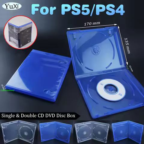 2Pcs For PS5 PS4 CD DVD Disc Transparent Box Case For PlayStation 4 Game Disk Holder CD Discs Storag
