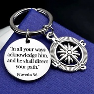 1PCS Keychain In All Your Ways Graduation Gift Compass Compass Stainless Steel Keychain