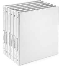 ½ Inch 3 Ring Binder .5 inch, White Round Ring Binder with Clear View Cover & 2 Inside Pockets Binde