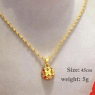 Gold 916 Original Necklace for Women Love Pendant Chain Emas Bangkok Original Rantai Leher Emas 375 
