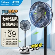 美的（Midea） 电风扇家用落地扇轻音低噪节能大风量摇头风扇俯仰可调节台地两用广角送风易清洗 【七叶3档风】台地两用110cm加高SAF30AB