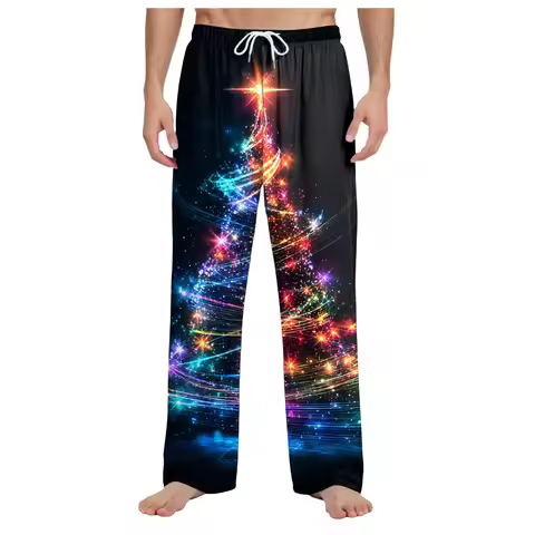 Cute House Slipper Men'S Elastic Pocket Home Clothes Pajama Pants Bottoms Christmas Festival Casual 