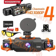360° 4 Channels 1080P DashCam auto DVR Car Video Recorder camera Front inside Rear View Camera 24H P