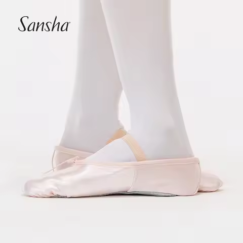 Sansha Kids Ballet Shoes Satin Full-sole Beginner Ballet Dance Slippers For Girls Boys Children Pink