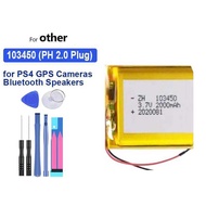 For PS4 103450 Cameras Gps Bluetooth Speakers 3.7V 103450 PH 2.0 Plug 2000mAh Reliable Replacement L