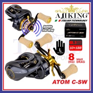 [8kg] Ajiking Atom C-SW High Speed Lightest Baitcasting Reel Left Handle Saltwater Bc Baitcast Mesin