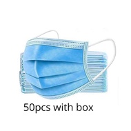 50pcs Blue  Face Mask Disposable Earloop 3ply Face Masks Civilian Mask