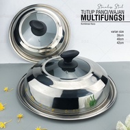 Stainless Steel Pot Lid Multifunctional Frying Pan 38cm 40cm 42cm 44cm Glass CombinationELEGAN