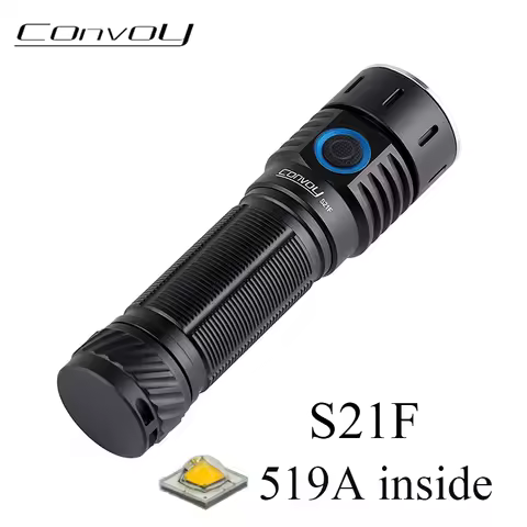 Convoy S21F 519A 4*Led Flashlight Lanterna 60 Degree TIR Lens 21700 Torch Type-c High Powerful Lamp 