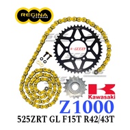 REGINA Sprocket Set Kawasaki Z1000 525 ZRT Ring Gold Chain Rantai Spoket ZRING Motor F15T R42T/43T Z