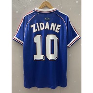 S-4XL Retro Football Jersey 1998 France ZIDANE HERNY Top Quality Home Soccer Jersey  custom T-shirt 