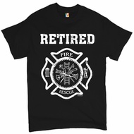 Retired Firefighter Badge T-Shirt Fire And Rescue Fire Department Men'S Tee