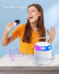 K12 Mini Outdoor Karaoke Bluetooth Speaker Portable Microphone Audio Integrated Home Karaoke Home Wireless Bluetooth Speaker Karaoke Set with RGB Light