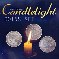 COD-Light Coins Set(1 Flipper Coin+1 Expanded Shell+ 3 Morgan Dollars) Tricks Stage Magia Illusions