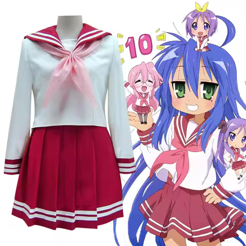 Japanese Anime Lucky Star Takara Miyuki JK Uniforms For Girls Cute Sailor Suit Tops + Pleated Skirt