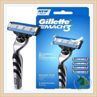 吉列 Gillette Mach 3 剃鬚刀 1刀架4刀片，男士剃鬚刀架 (1刀架+4刀片)，刮鬍刀手柄，Mach3鋒速3系列剃鬚刀，3層刀片，舒適順滑剃鬚，敏感肌膚適用，吉列原裝正品