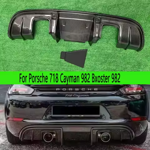For Porsche 718 Cayman 982 Bxoster 982 Carbon Fiber Car Rear Bumper Diffuser Rear Splitters Spoiler 
