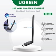 UGREEN USB Wifi Wireless Adapter 650Mbps Antenna High Gain 6dBi Dual Band 2.4GHz 5GHz AC650 90339 Re