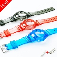 Transparent Watch Strap+Case for Casioak Watch DW-6900 DW-6600 DW-6930 DW-3230 Silicone Band for Gsh