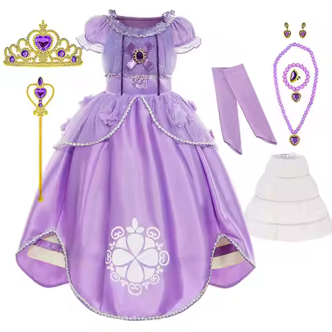 Luxury Sofia the First Girls Princess Ball Gown Kids Carnival Role Play TV Sofia Intern Princess Cos