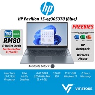 HP Pavilion 15-eg3053TU i5-1335U BLUE Intel Iris Xe 8GB DDR4 512 SSD 15.6" FHD W11 7Z8J1PA OPI 2Y La