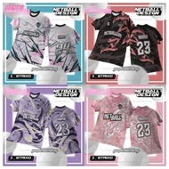 Women Netball T Shirt Viral Tiktok New Design Baju Netball Jersey Custom Name and Number Plus Size B