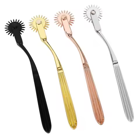 BDSM Pinwheel Mini Sensation Wartenberg Wheel with Sheath Fetish Spikes Three Wheel Metal Wartenberg