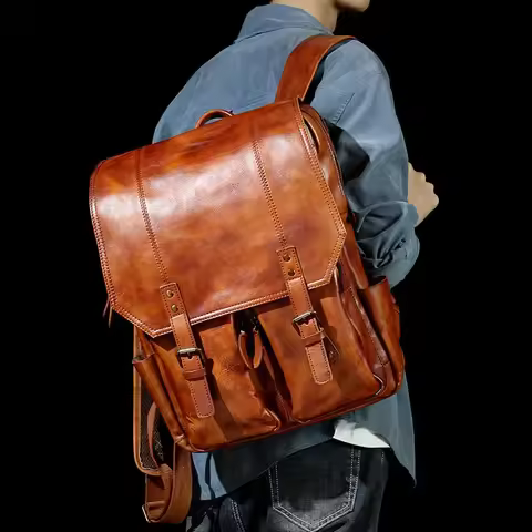Vintage Handmade Genuine Leather Men's Backpack, Full Grain Leather Travel Backpack, Youth Laptop Ba