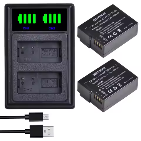 Batmax DMW-BLC12 DMW-BLC12E Battery+LED Dual Charger for Panasonic FZ200,FZ1000, DMC-G5,G6,G7,GH2,GX