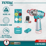 TOTAL Li-ion Cordless polisher (3"/76mm/16V) with brushless + Polishing pad + Battery(2pcs) + Charge