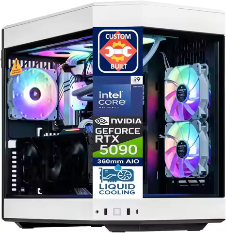 Velztorm White Praetix Custom Built Y60 Gaming Desktop PC (GeForce RTX 5090 32GB 4090, Liquid Cooled