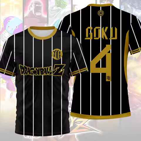Mens Anime Dragon Ball Z Goku 3D Printed T-Shirt with Number 4 and Kanji Graphic Casual Streetwear F
