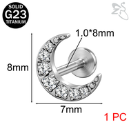 1 Pc 16G/18G Ear Piercing Meteor Stud Earring Leaves Earring Moon Stud Earring Flat Back Lip Piercin